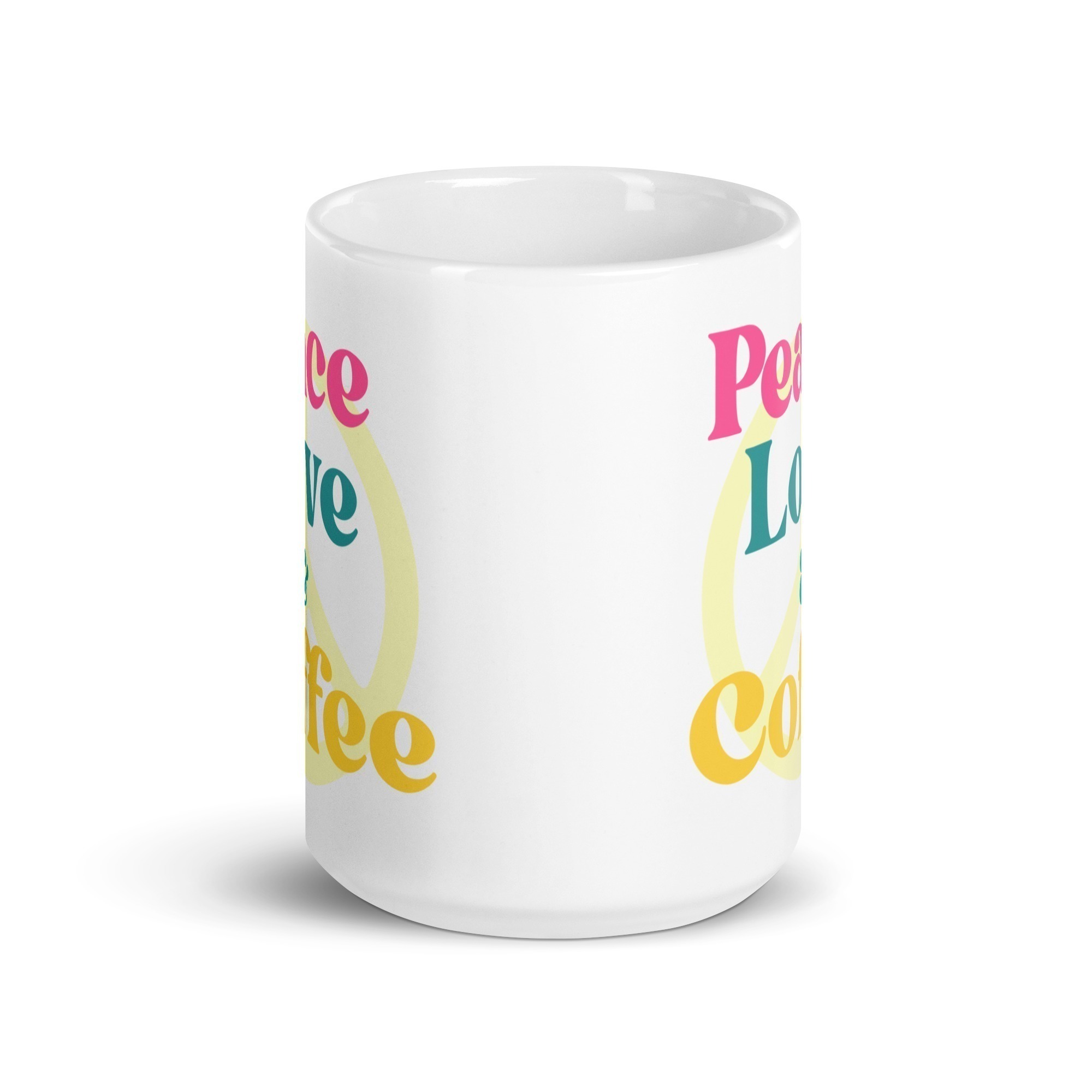 Peace Love And Coffee White Glossy Mug - Image 6